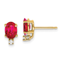 14k 7x5mm Oval Ruby A Diamond Earrings