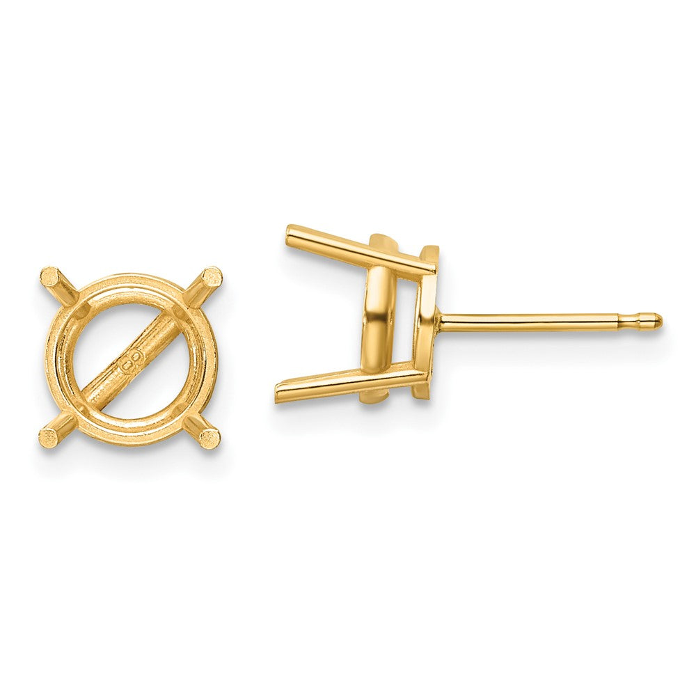 14ky Gold 8mm Round Earring Mountings