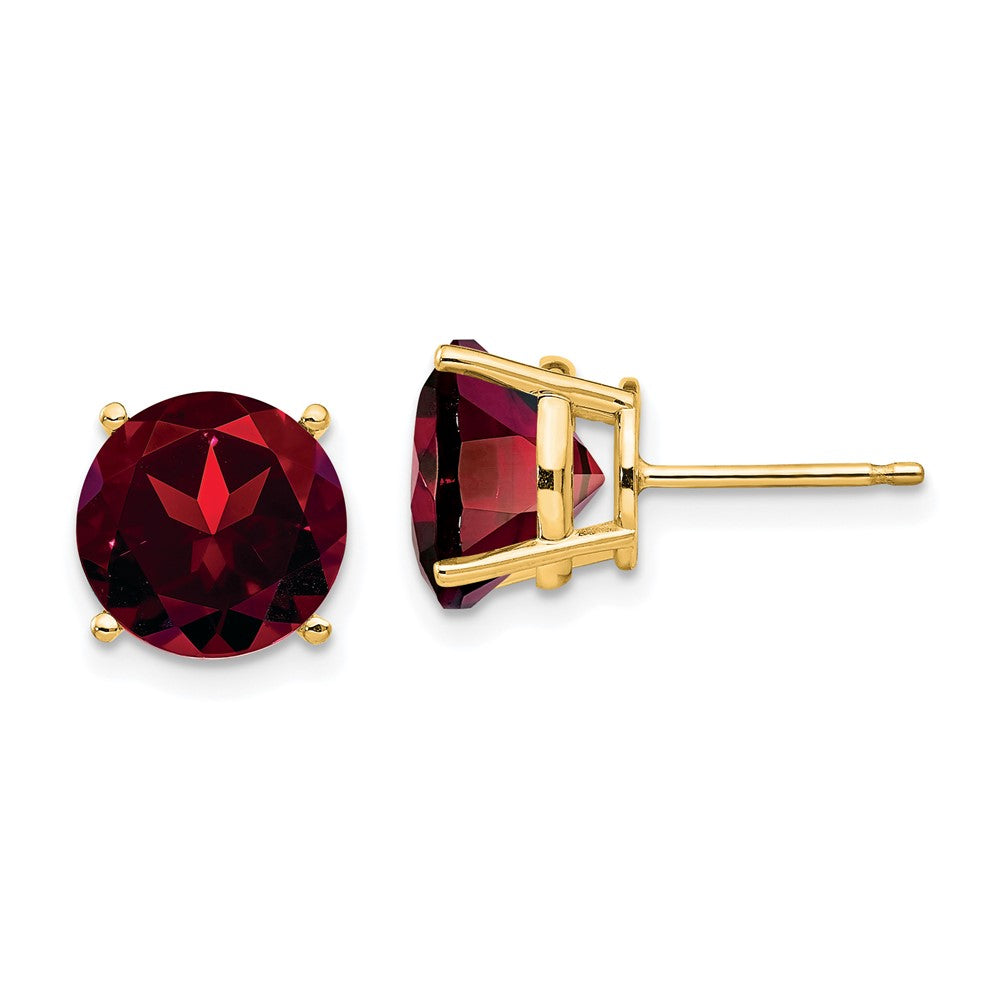 14k 9mm Garnet Post Earrings