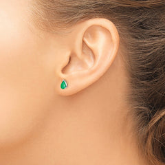 14k White Gold Emerald Earrings