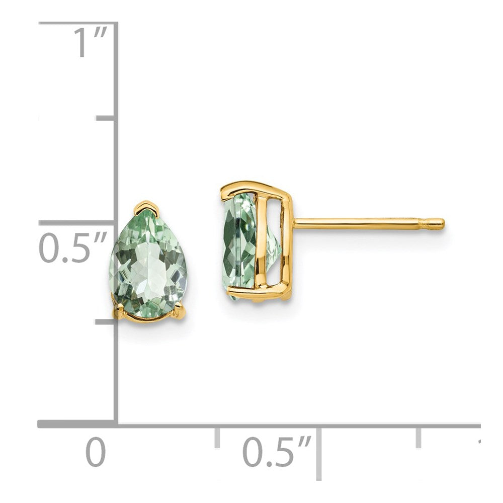 14k 7x5 Pear Green Quartz Earrings