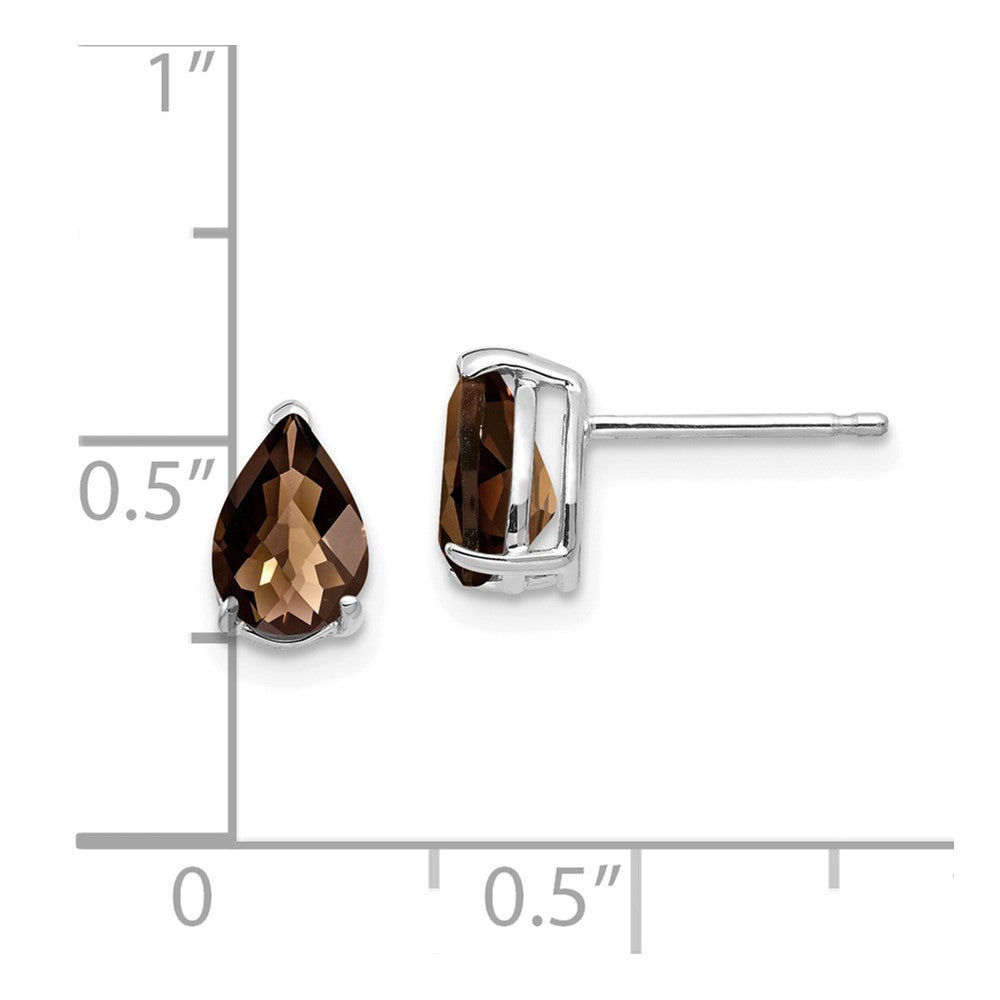14kw 7x5 Pear Checker-Cut Smoky Quartz Earrings