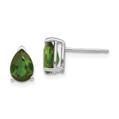 14k White Gold Green Tourmaline Earrings - 8