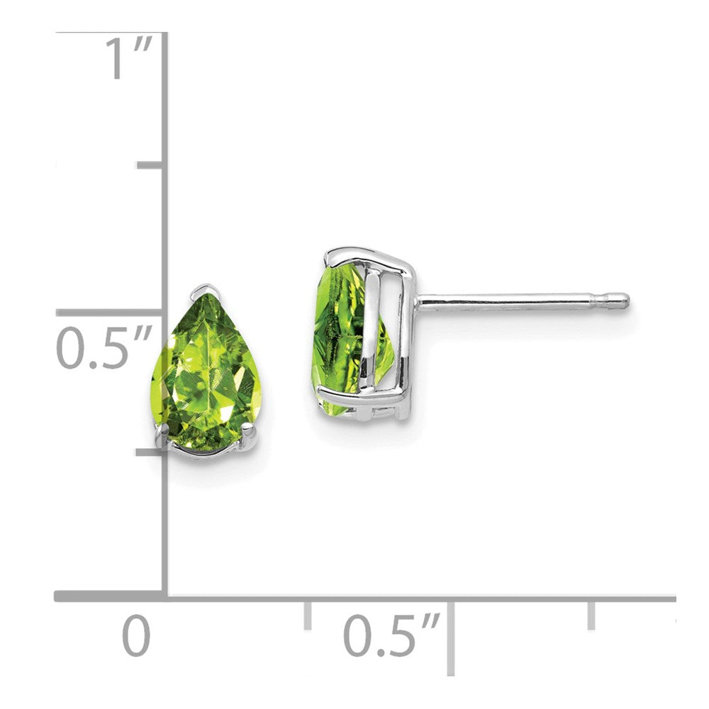 14k White Gold Peridot Pear Stud Earrings