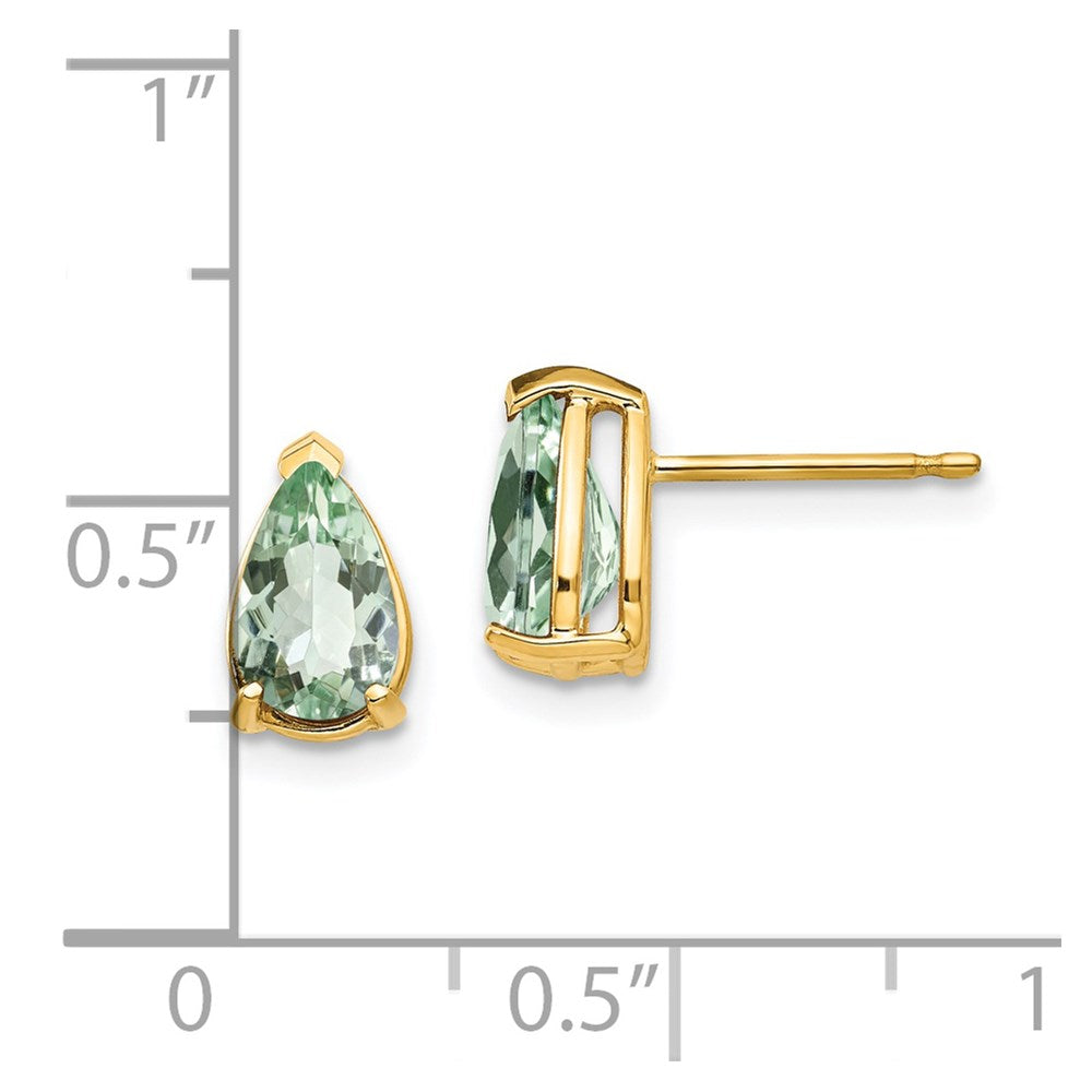 14k 8x5 Pear Green Quartz Earrings