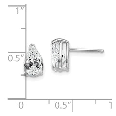 14k White Gold 8x5mm Pear Cubic Zirconia Earrings
