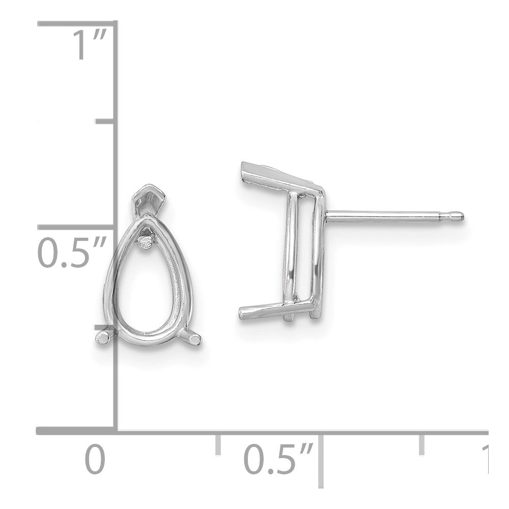 14k White Gold 9x6 Pear Earring Mountings