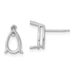 14k White Gold 9x6 Pear Earring Mountings