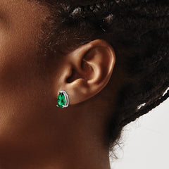 14k White Gold Mount St. Helens Pear Stud Earrings