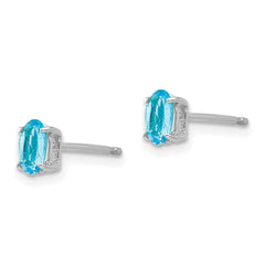 14k White Gold 5x3mm Oval Blue Topaz Earrings