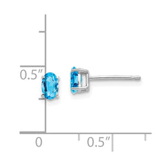 14k White Gold 5x3mm Oval Blue Topaz Earrings