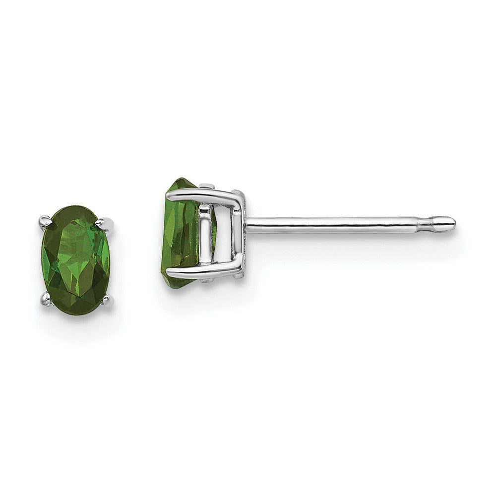 14k White Gold Green Tourmaline Earrings - 5