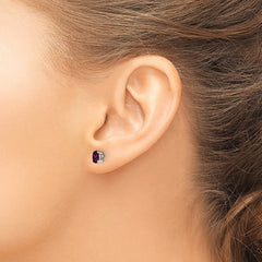 14k White Gold Rhodolite Garnet Oval Stud Earrings - 2