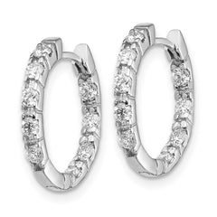 14k White Gold A Diamond Hinged Hoop Earrings - 5