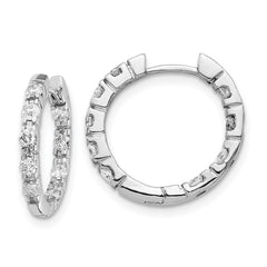 14k White Gold A Diamond Hinged Hoop Earrings - 5