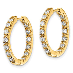 14k A Diamond Hinged Hoop Earrings - 2