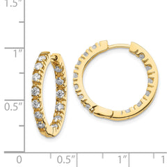 14k A Diamond Hinged Hoop Earrings - 2