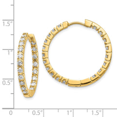 14k A Diamond Hinged Hoop Earrings - 3