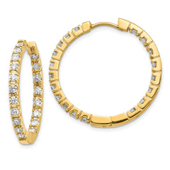 14k A Diamond Hinged Hoop Earrings - 3