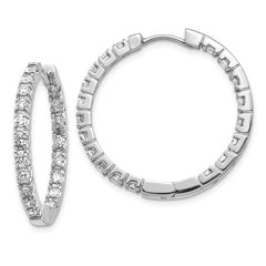 14k White Gold VS Diamond Hinged Hoop Earrings - 5