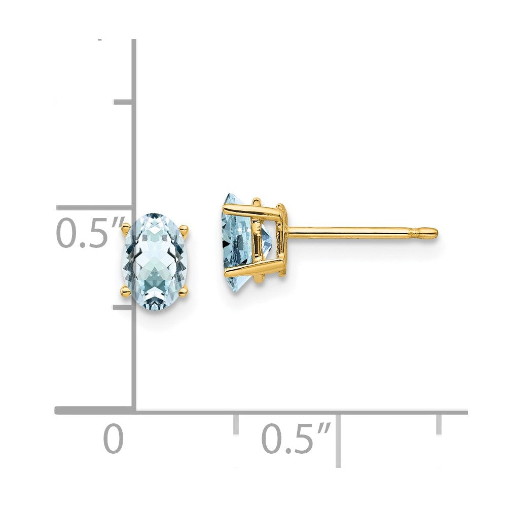 14k Aquamarine Post Earrings - 3