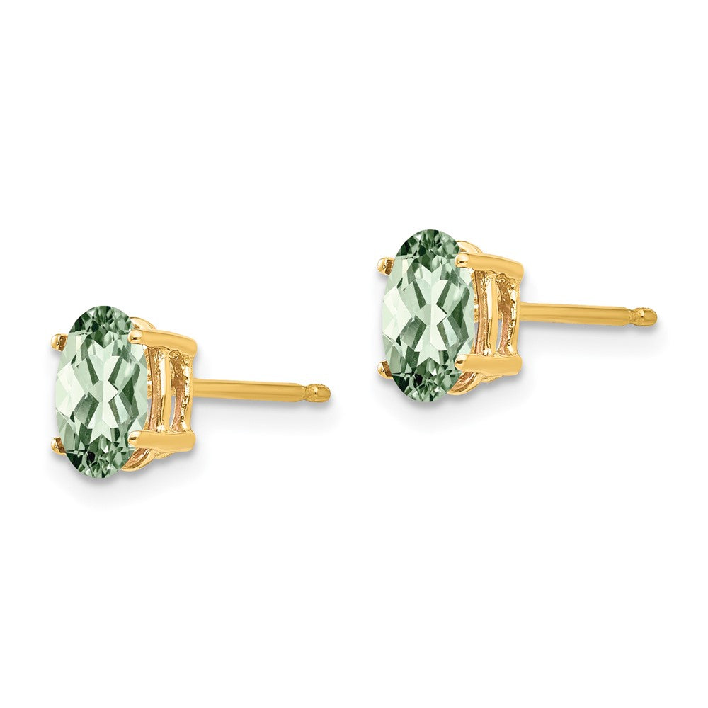 14k 7x5 Oval Green Quartz Earrings