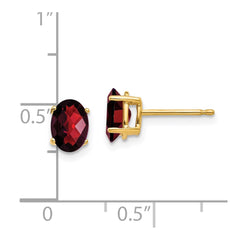 14k 7x5mm Oval Garnet Checker Earrings