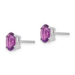 14k White Gold 7x5mm Oval Amethyst Earrings