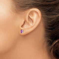 14k White Gold 7x5mm Oval Amethyst Earrings