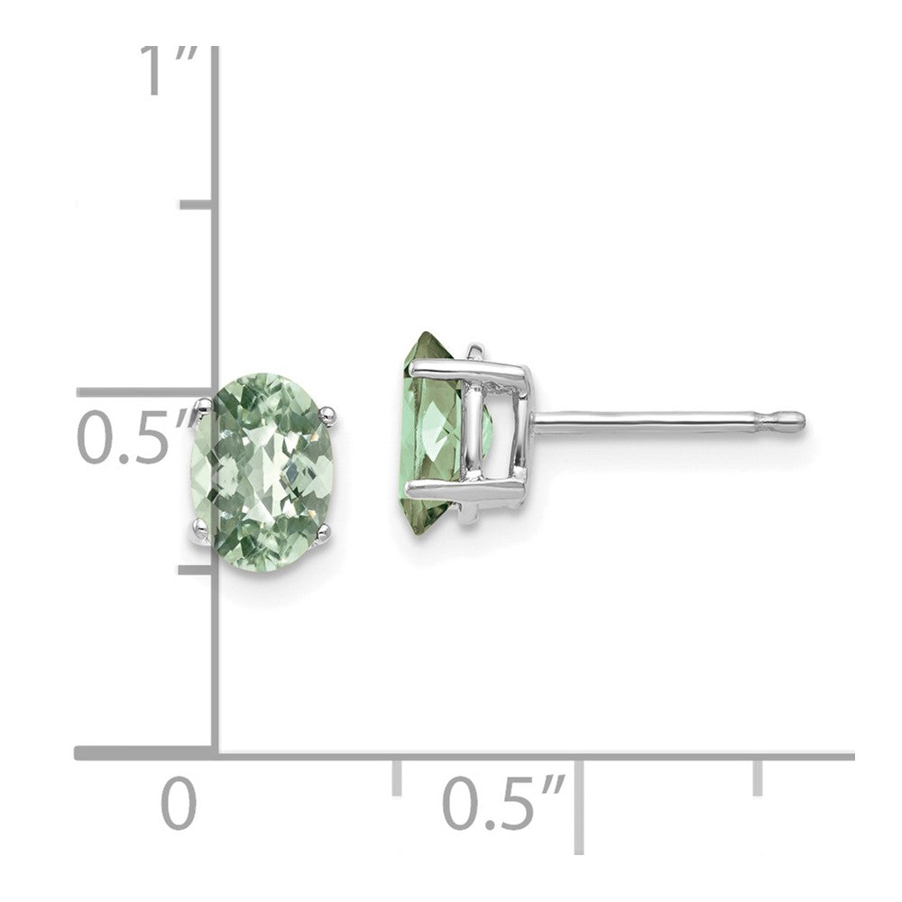 14kw 7x5 Oval Checker-Cut Green Quartz Earrings