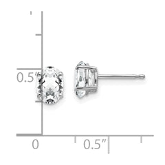 14k White Gold Cubic Zirconia Oval Stud Earring