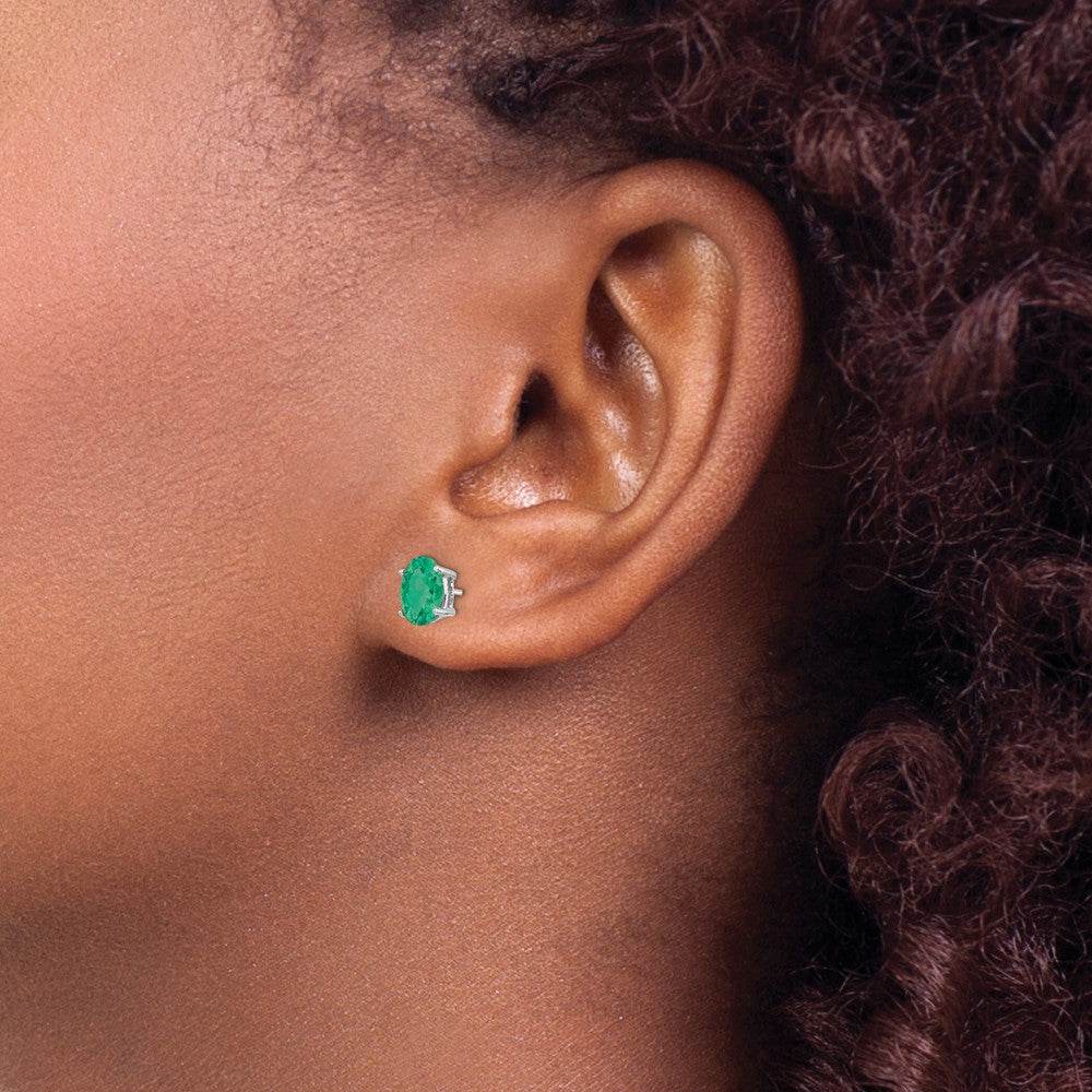 14k White Gold Emerald Earrings