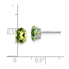 14k White Gold 7x5mm Oval Peridot Earrings