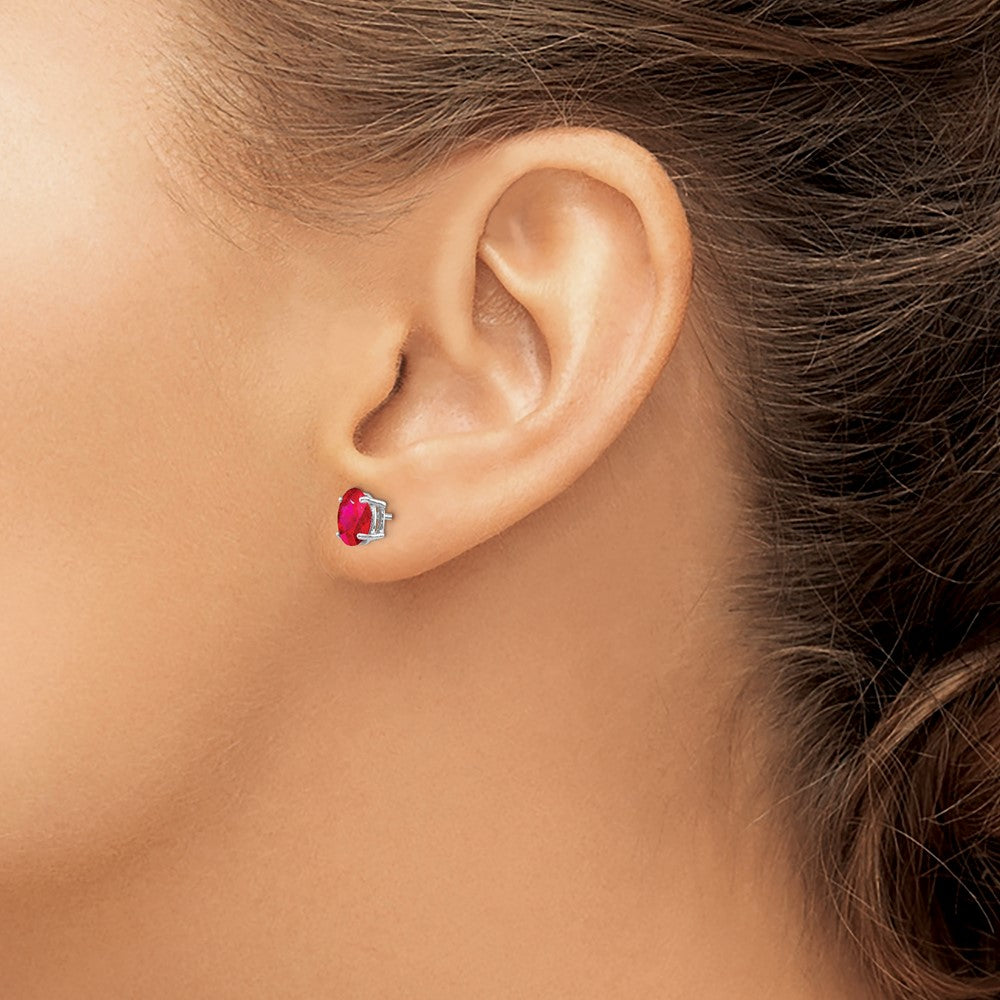 14k White Gold Ruby Earrings