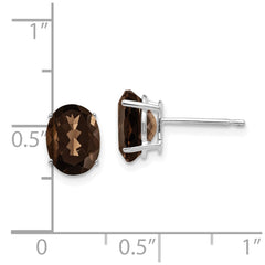 14kw 8x6 Oval Smoky Quartz Earrings