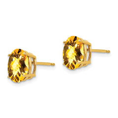 14k 9x7mm Oval Citrine Checker Earrings