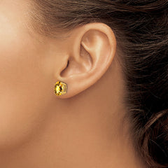 14k 9x7mm Oval Citrine Checker Earrings