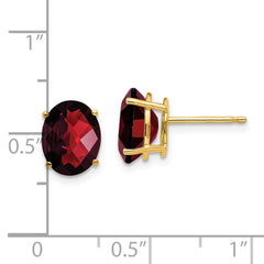 14k 9x7mm Oval Garnet Checker Earrings