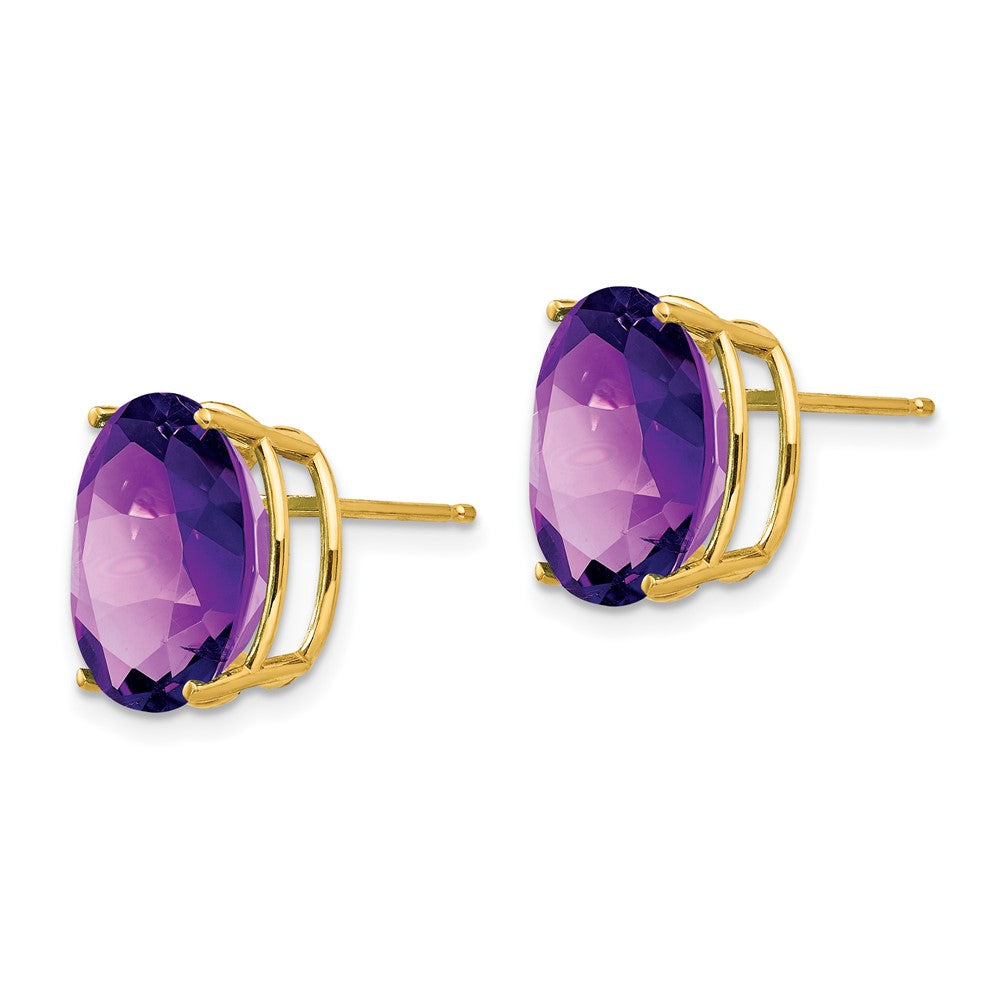 14k 12x10mm Oval Amethyst Earrings