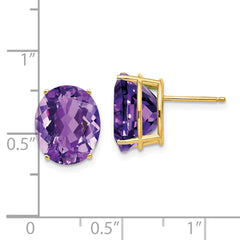 14k 12x10mm Oval Amethyst Earrings