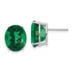 14k White Gold Mount St. Helens Oval Stud Earrings - 4