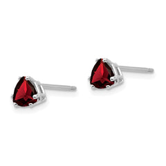 14k White Gold Garnet Trillion Stud Earrings