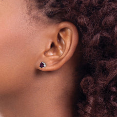 14k White Gold Rhodolite Garnet Trillion Stud Earrings - 2