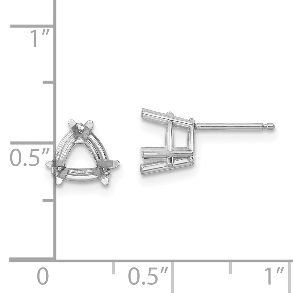 14k White Gold 7mm Trillion Earring Mountings