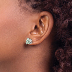 14kw 8mm Trillion Checker-Cut Green Quartz Earrings