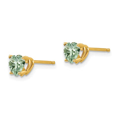 14k 5mm Heart Green Quartz Earrings