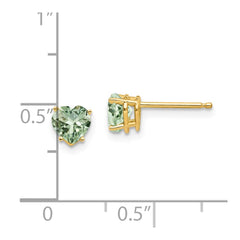 14k 5mm Heart Green Quartz Earrings