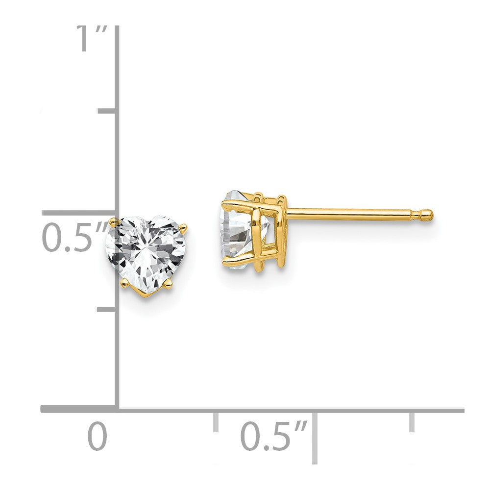 14k 5mm Heart Cubic Zirconia Earrings