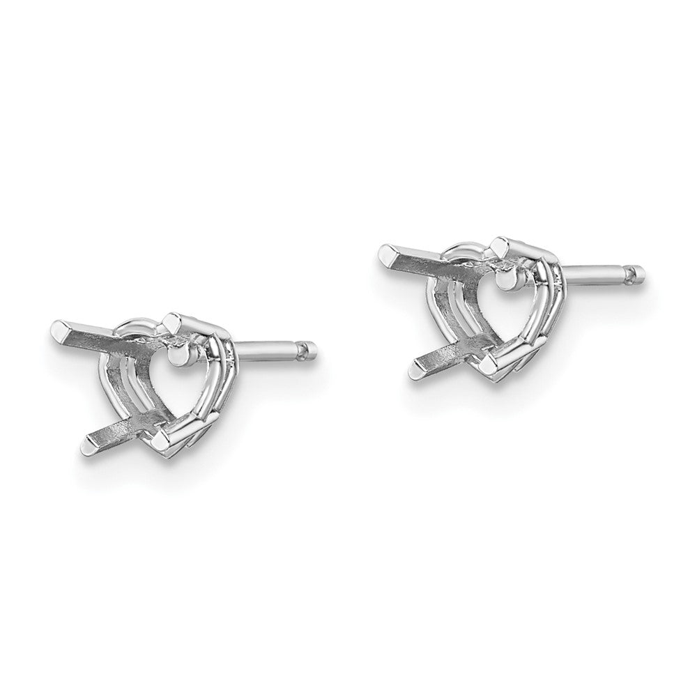 14k White Gold 5mm Heart Earring Mountings