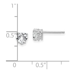 14k White Gold 5mm Heart Cubic Zirconia Earrings
